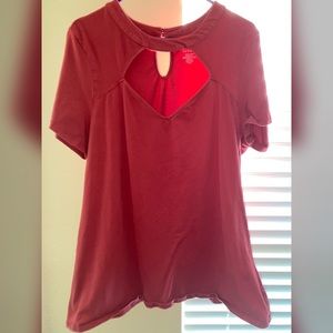 Red v-neck top